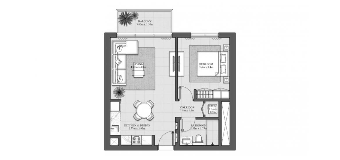 Plan mieszkania «63SQM 5», 1 sypialnia w HILLS PARK