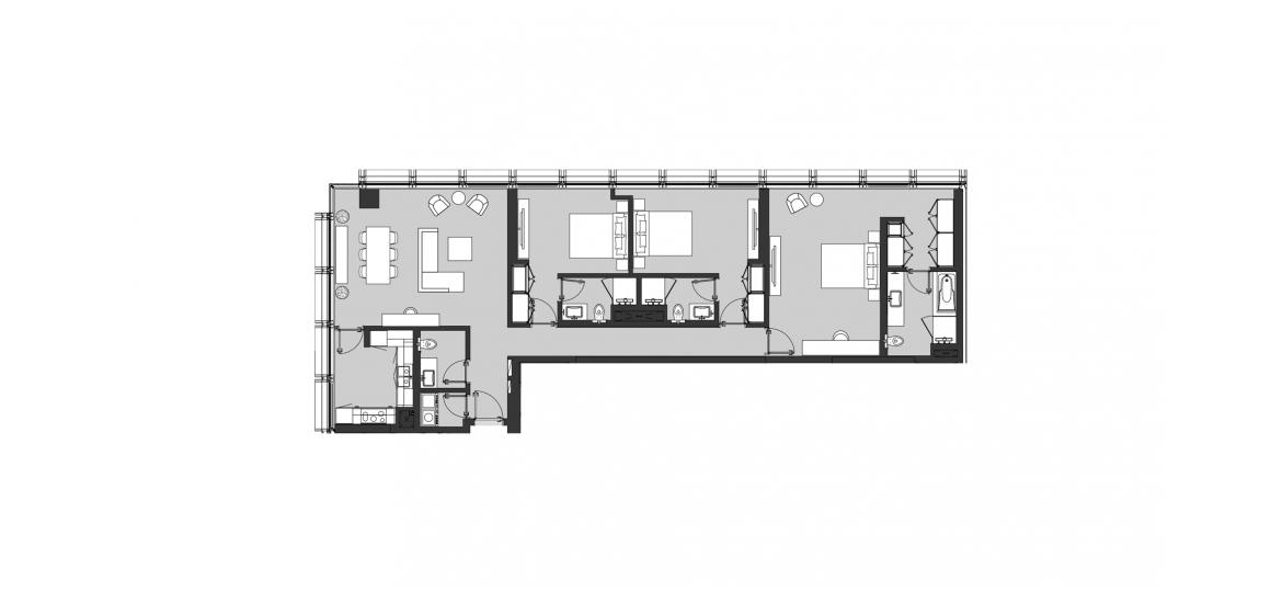Plan mieszkania «THREE BEDROOM TYPE B2», 3 sypialnie w RESIDENCE 110