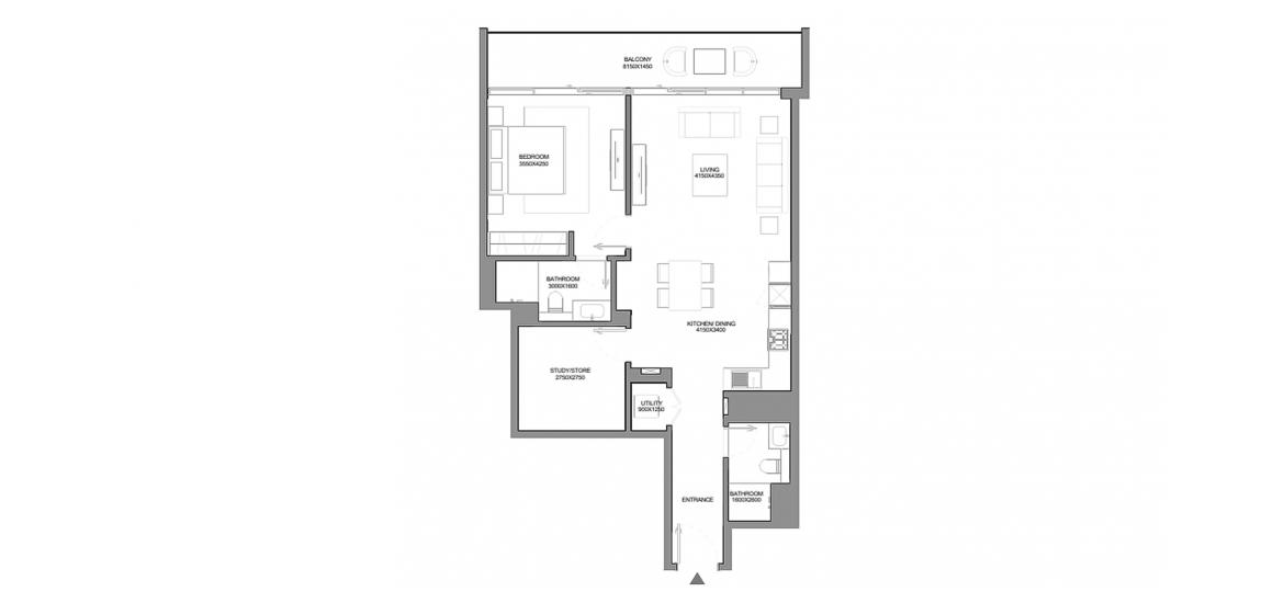 Plan mieszkania «TYPE C 1 BEDROOM TOTAL 96SQ.M», 1 sypialnia w VERDE RESIDENCES