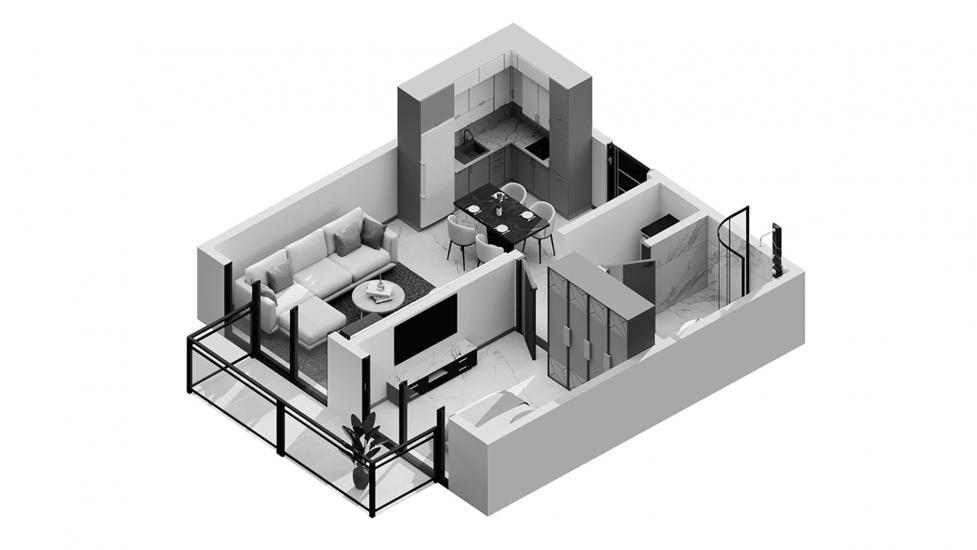 Plan mieszkania «Beachgate by Address 1br 73sqm», 1 sypialnia w BEACHGATE BY ADDRESS