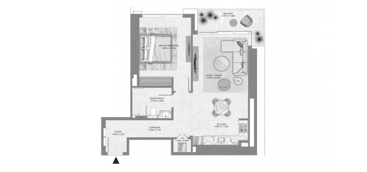 Plan mieszkania «1 BERDROOM TYPE 02», 1 sypialnia w CREEK WATERS APARTMENTS