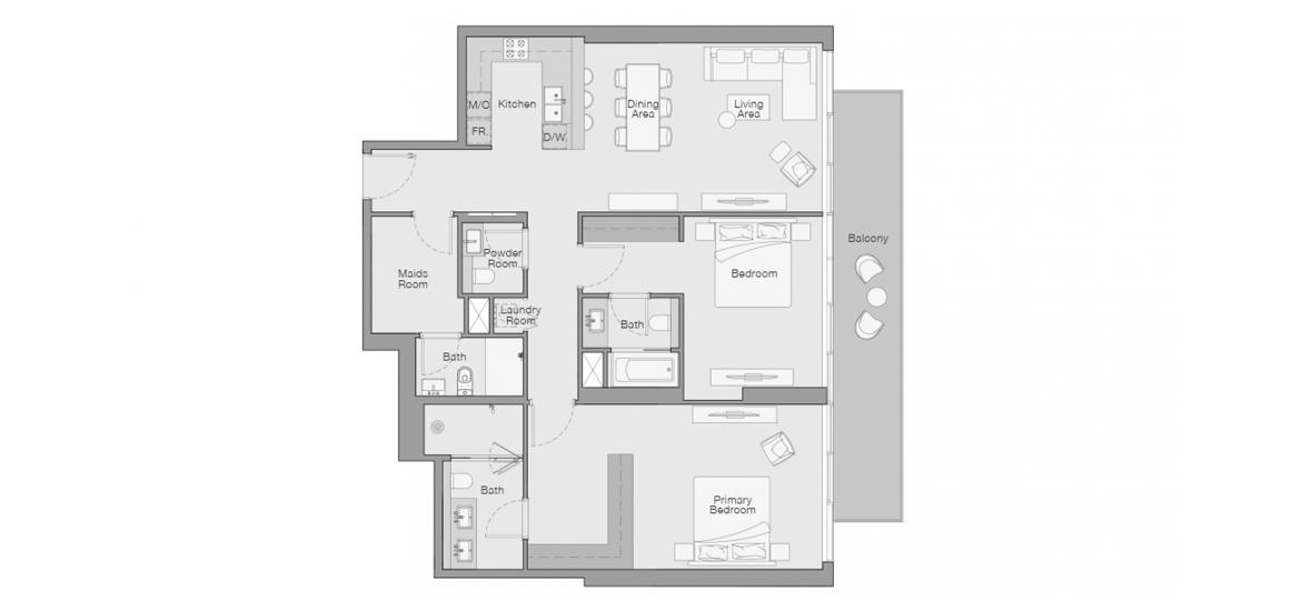 Plan mieszkania «2 BERDROOM TYPE B», 2 sypialnie w THE QUAYSIDE RESIDENCES