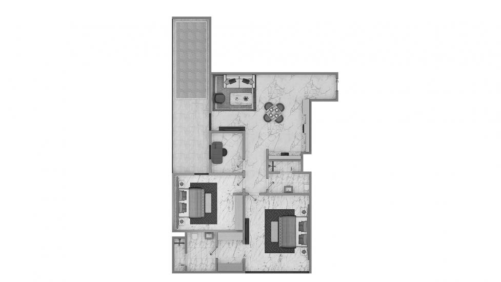 Plan mieszkania «2 BR Type A 98SQM», 2 sypialnie w ELITZ