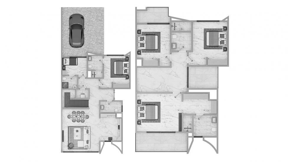 Plan mieszkania «4BR Modern 217SQM», 4 sypialnie w ANYA TOWNHOUSES