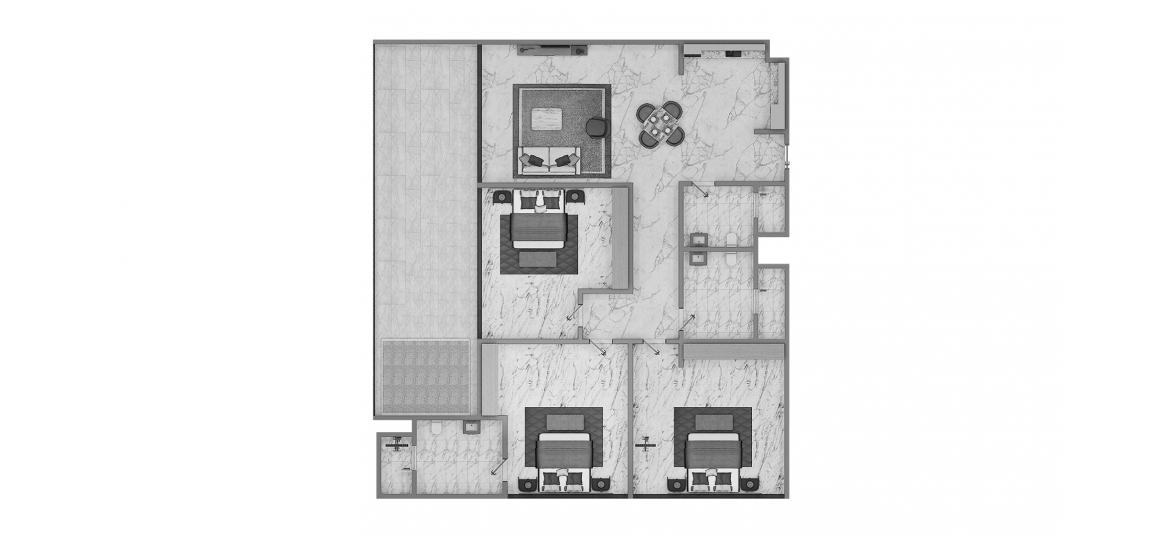 Plan mieszkania «3 BR Type A 108SQM», 3 sypialnie w ELITZ