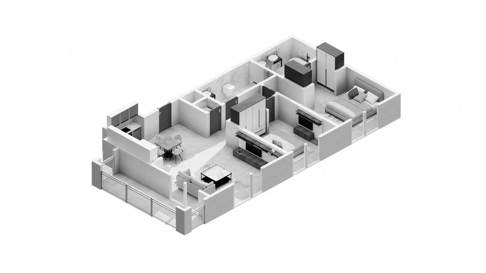 Plan mieszkania «2BR 02 101SQM», 2 sypialnie w ROSEWATER