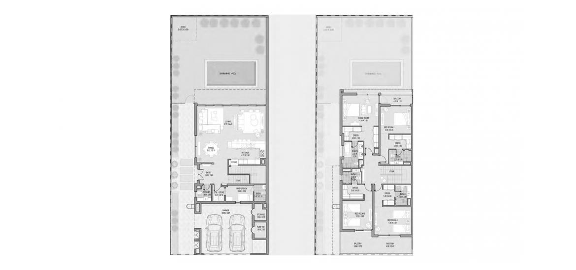 Plan mieszkania «SEMI–DETACHED VILLAS 4BR», 4 sypialnie w OPAL GARDENS