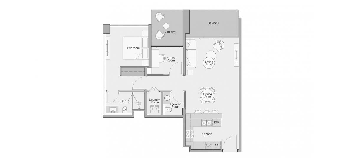Plan mieszkania «93 SQ.M 1 BEDROOM TYPE B», 1 sypialnia w THE CRESTMARK APARTMENTS