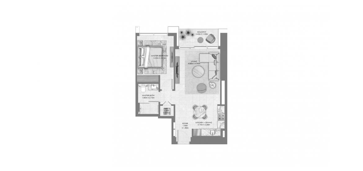 Plan mieszkania «70 SQ.M 1 BDRM», 1 sypialnia w CREEK WATERS 2 APARTMENTS