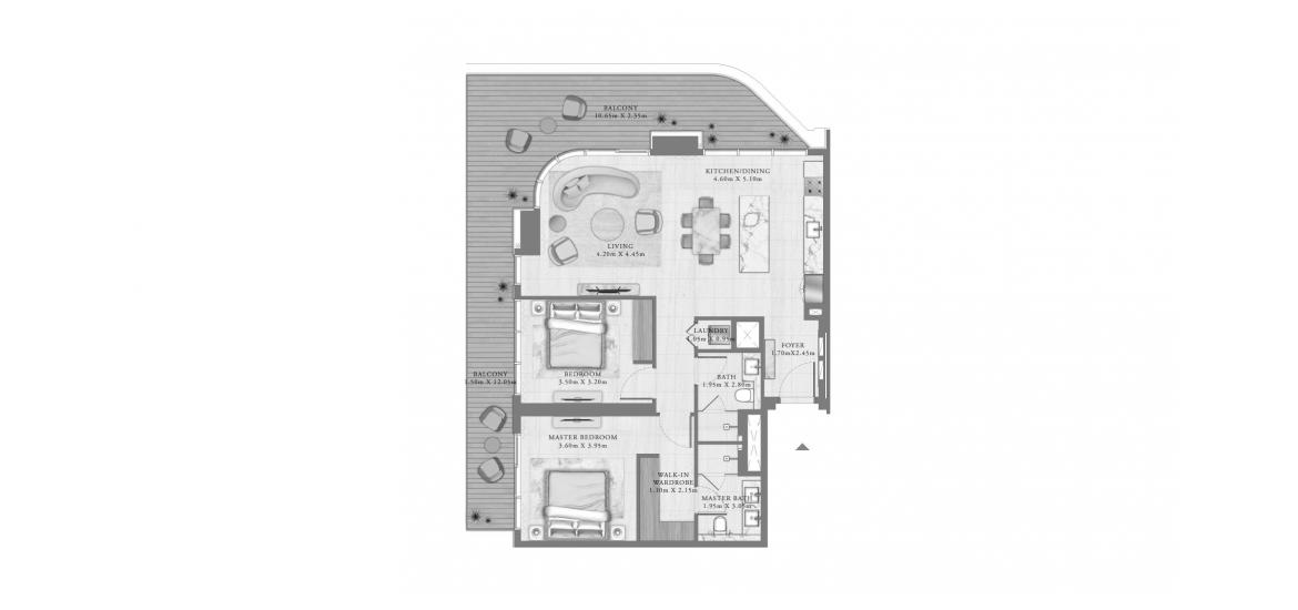 Plan mieszkania «152 SQ.M 2 BEDROOM», 2 sypialnie w SEAPOINT RESIDENCES