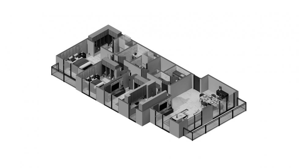 Plan mieszkania «3BR Type 3A 143SQM», 3 sypialnie w GOLF VIEWS