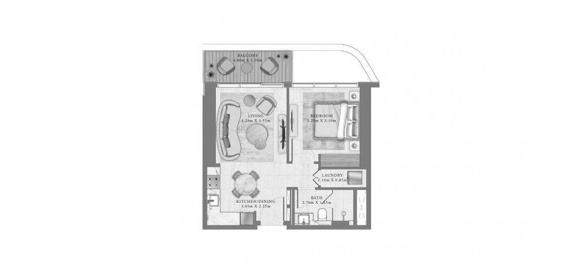 Plan mieszkania «53 SQ.M 1 BEDROOM», 1 sypialnia w SEAPOINT RESIDENCES