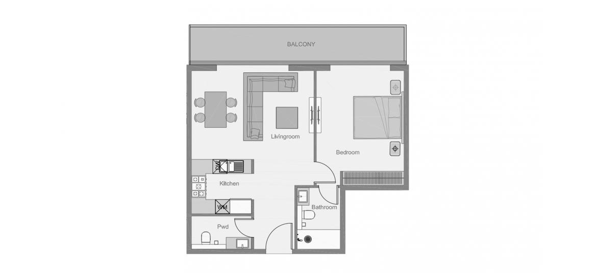 Plan mieszkania «THE CENTRAL DOWNTOWN ONE-BEDROOM-TYPE-4-80M», 1 sypialnia w THE CENTRAL DOWNTOWN