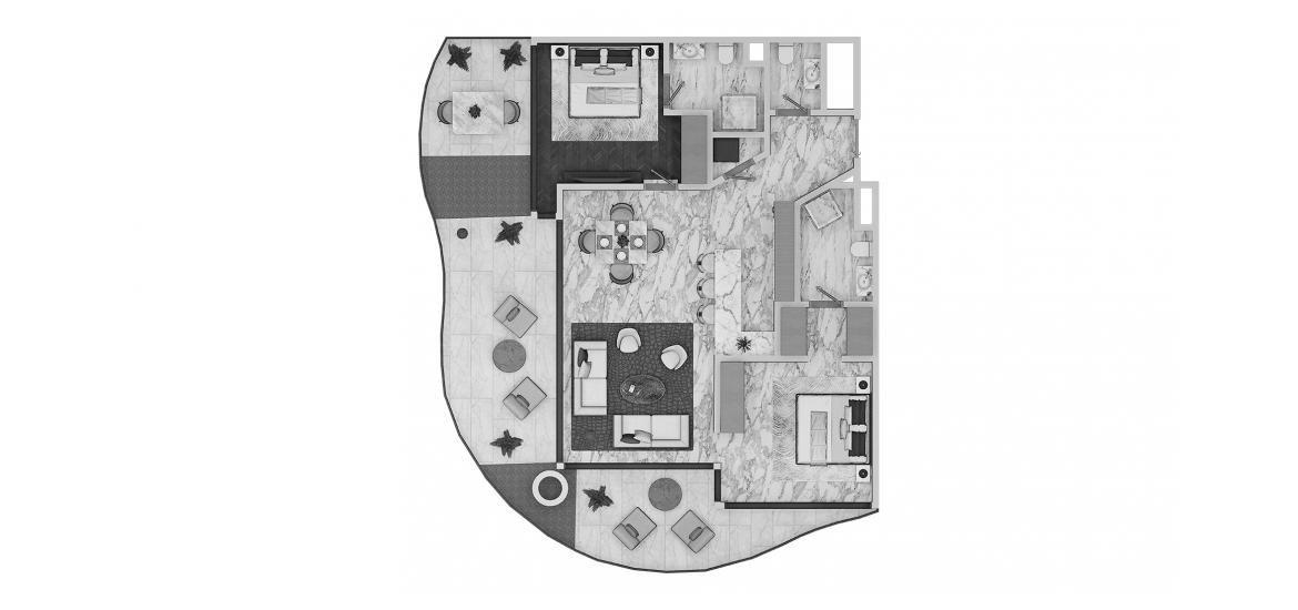 Apartment floor plan «136SQM VARIANT1», 2 bedrooms in DAMAC CHIC TOWER