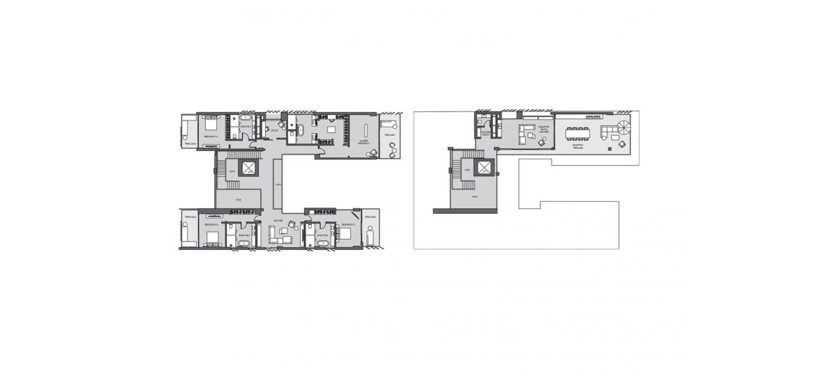 Планировка апартаментов «5BD VILLA» 5 спален в ЖК SIX SENSES THE PALM