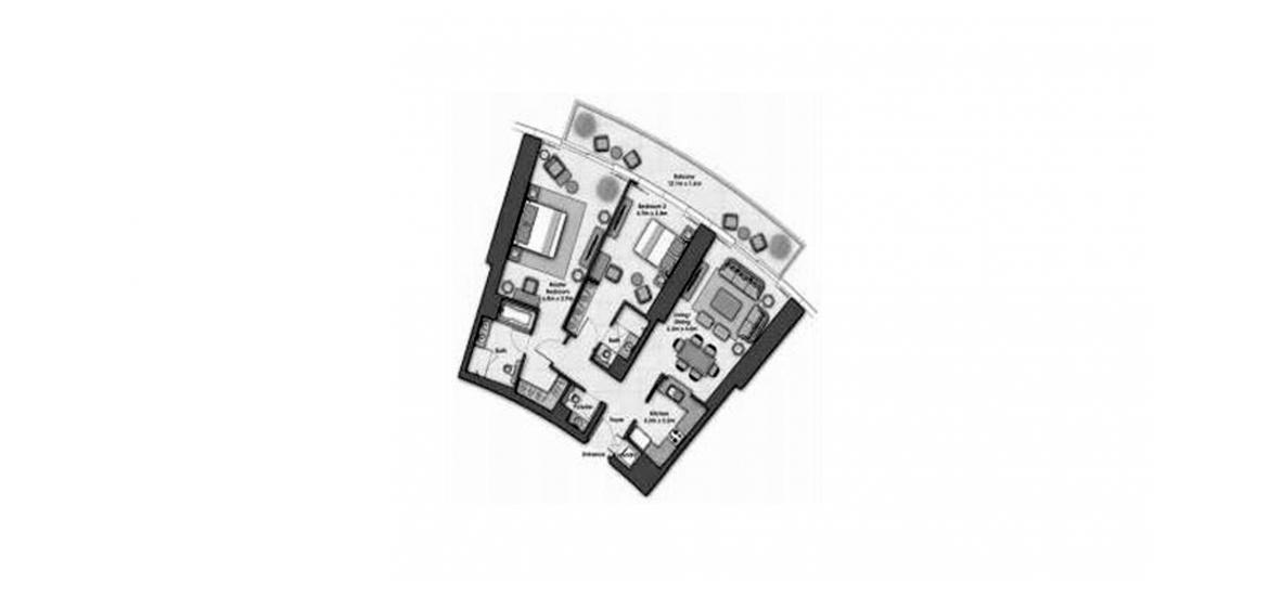 Планировка апартаментов «OPERA GRAND 2BR 152SQM» 2 спальни в ЖК OPERA GRAND