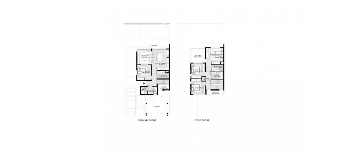 Планировка апартаментов «215SQM» 4 спальни в ЖК THE VALLEY VILLAS