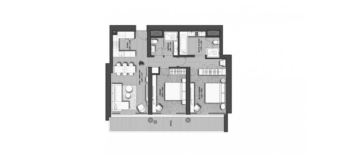 Планировка апартаментов «THE ADDRESS RESIDENCES DUBAI OPERA 2BR 117SQM» 2 спальни в ЖК THE ADDRESS RESIDENCES DUBAI OPERA