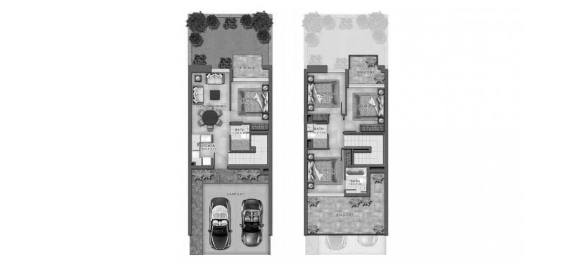 Планировка апартаментов «R4-M» 4 спальни в ЖК HAJAR STONE VILLAS