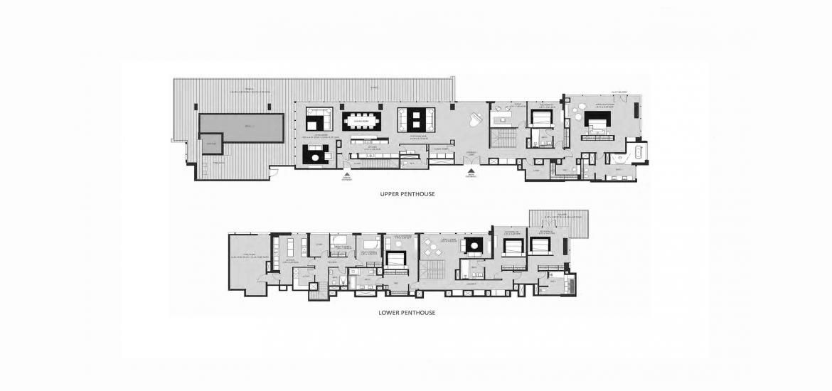 Планировка апартаментов «5BR 874SQM» 5 спален в ЖК BLUEWATERS RESIDENCES