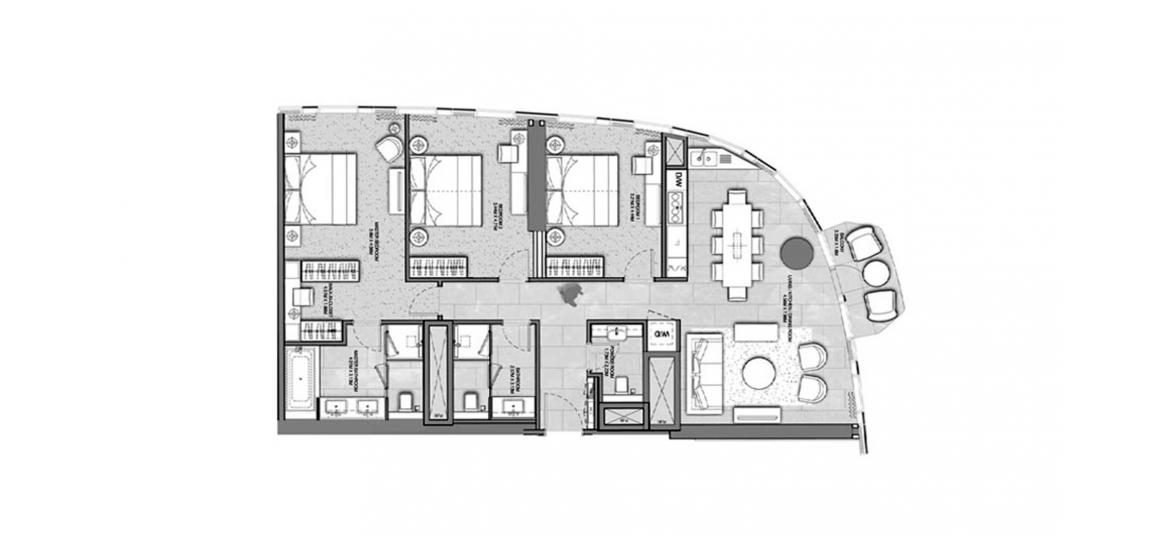 Планировка апартаментов «ADDRESS HARBOUR POINT 3BR 133SQM» 3 спальни в ЖК ADDRESS HARBOUR POINT