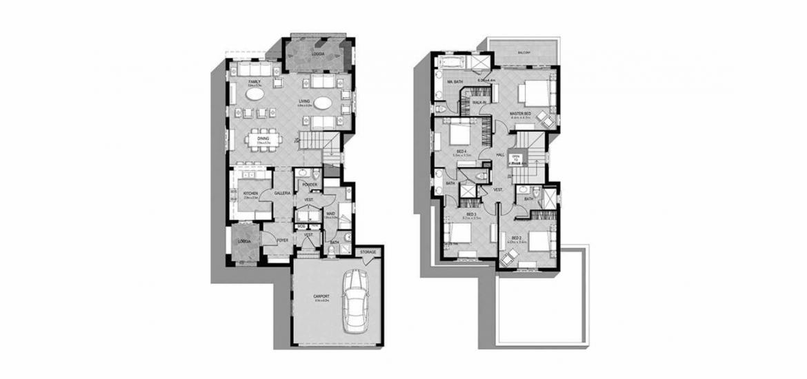 Планировка апартаментов «C» 4 спальни в ЖК AZALEA VILLAS