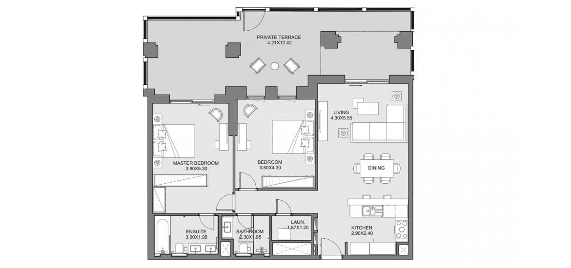 Планировка апартаментов «143sqm» 2 спальни в ЖК JADEEL