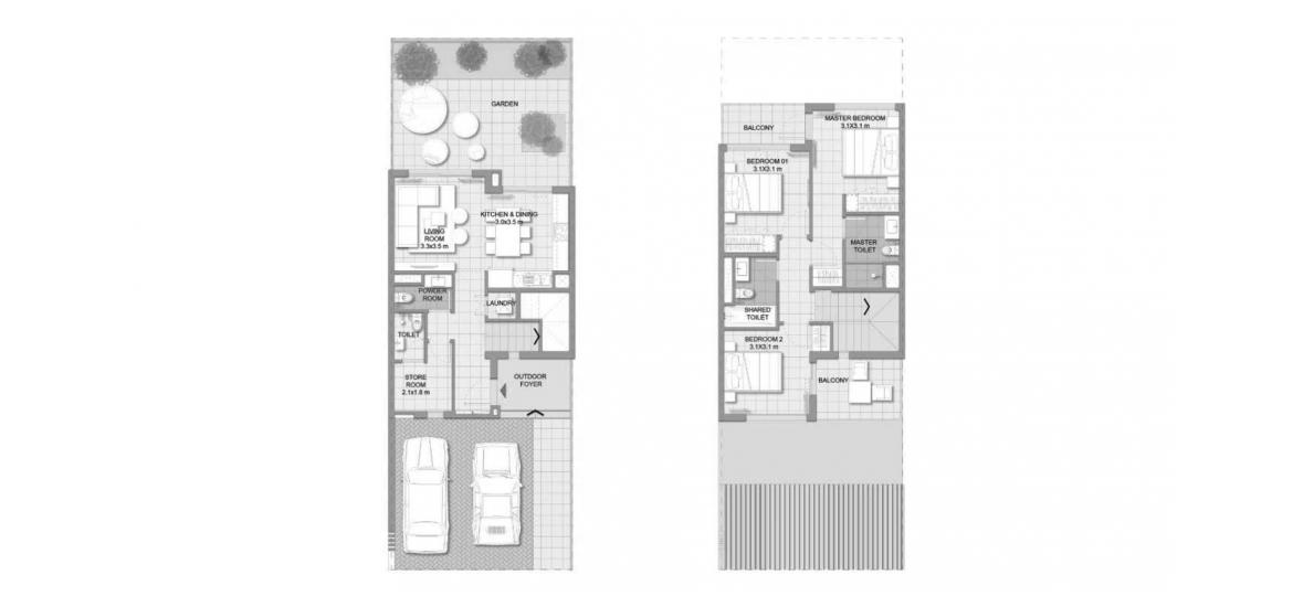 Планировка апартаментов «A» 3 спальни в ЖК EXPO GOLF