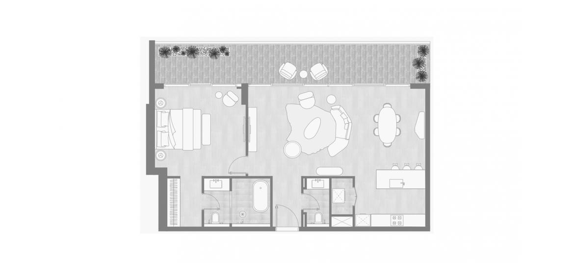 Планировка апартаментов «1 BEDROOM – TYPE C» 1 спальня в ЖК KEMPINSKI RESIDENCES THE CREEK