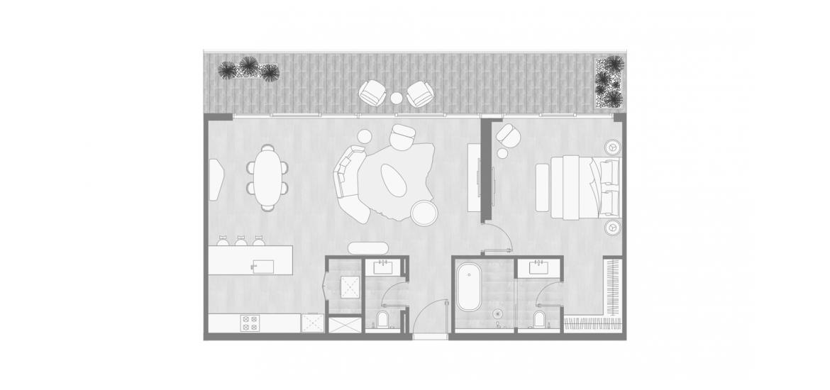 Планировка апартаментов «1 BEDROOM – TYPE A» 1 спальня в ЖК KEMPINSKI RESIDENCES THE CREEK