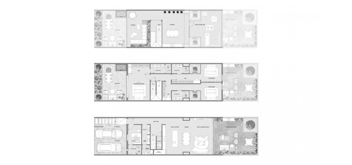 Планировка апартаментов «3 BEDROOM TOWNHOUSE» 3 спальни в ЖК MAG 22