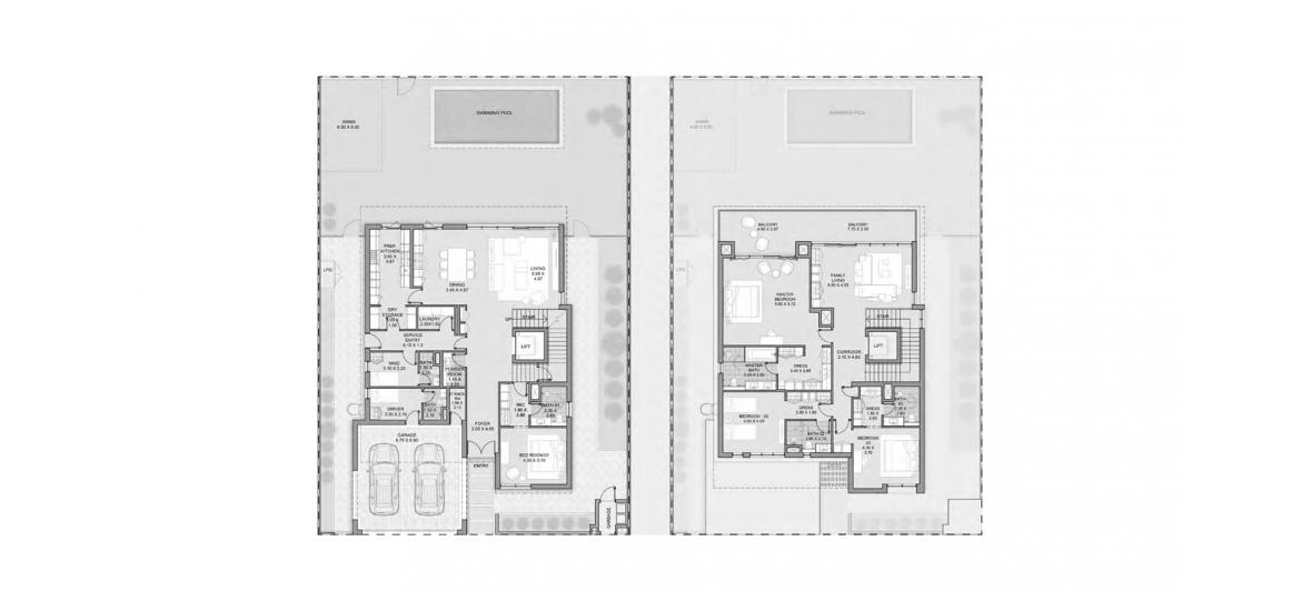 Планировка апартаментов «VILLA TYPE A 4BR» 4 спальни в ЖК OPAL GARDENS