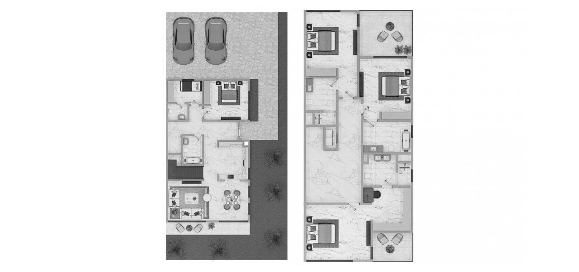 Планировка апартаментов «4BR 229SQM» 4 спальни в ЖК AURA GARDENS