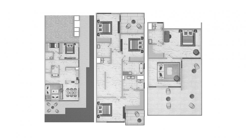 Планировка апартаментов «4BR 317SQM» 4 спальни в ЖК AURA GARDENS
