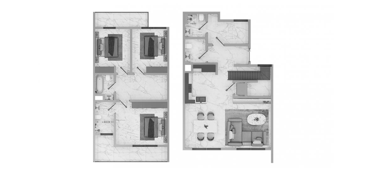 Планировка апартаментов «6 3BR Type A 190SQM» 3 спальни в ЖК EXPO GOLF VILLAS 6