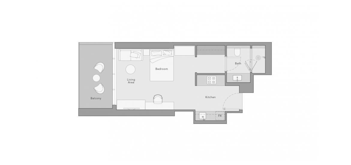 Планировка апартаментов «STUDIO» 1 комната в ЖК THE QUAYSIDE RESIDENCES