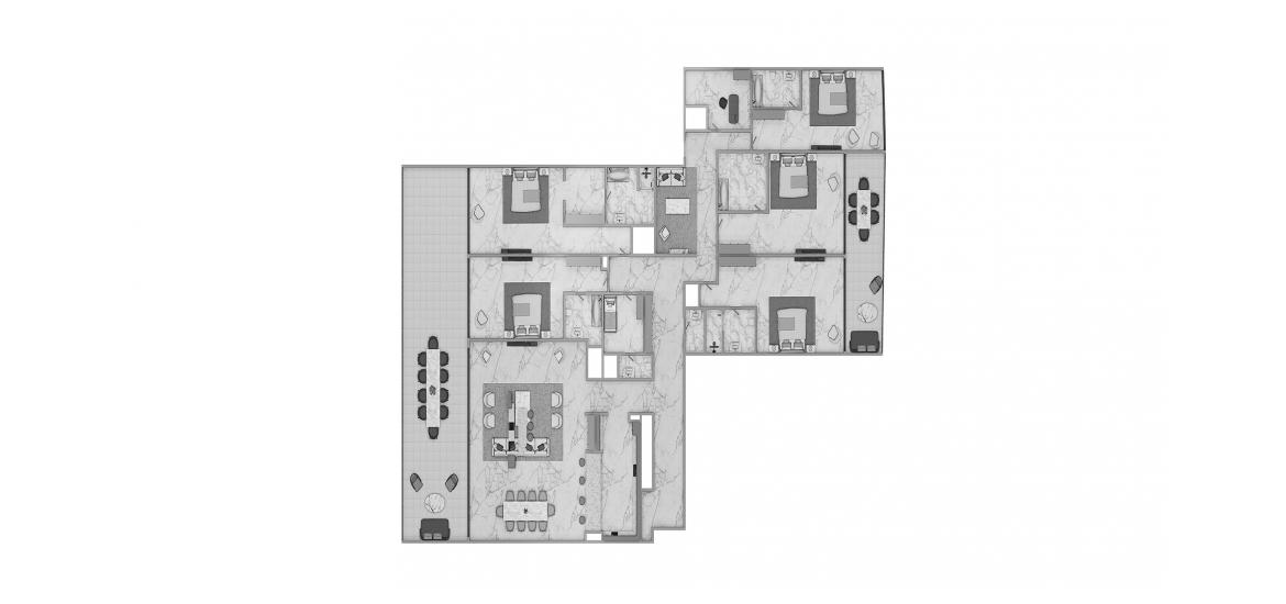 Планировка апартаментов «5BR Type S5B 466SQM» 8 комнат в ЖК ADDRESS JBR