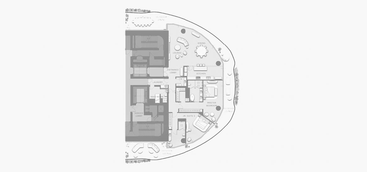 Планировка апартаментов «2 BEDROOM TYPE 1202 415 SQ.M.» 2 спальни в ЖК COMO RESIDENCES