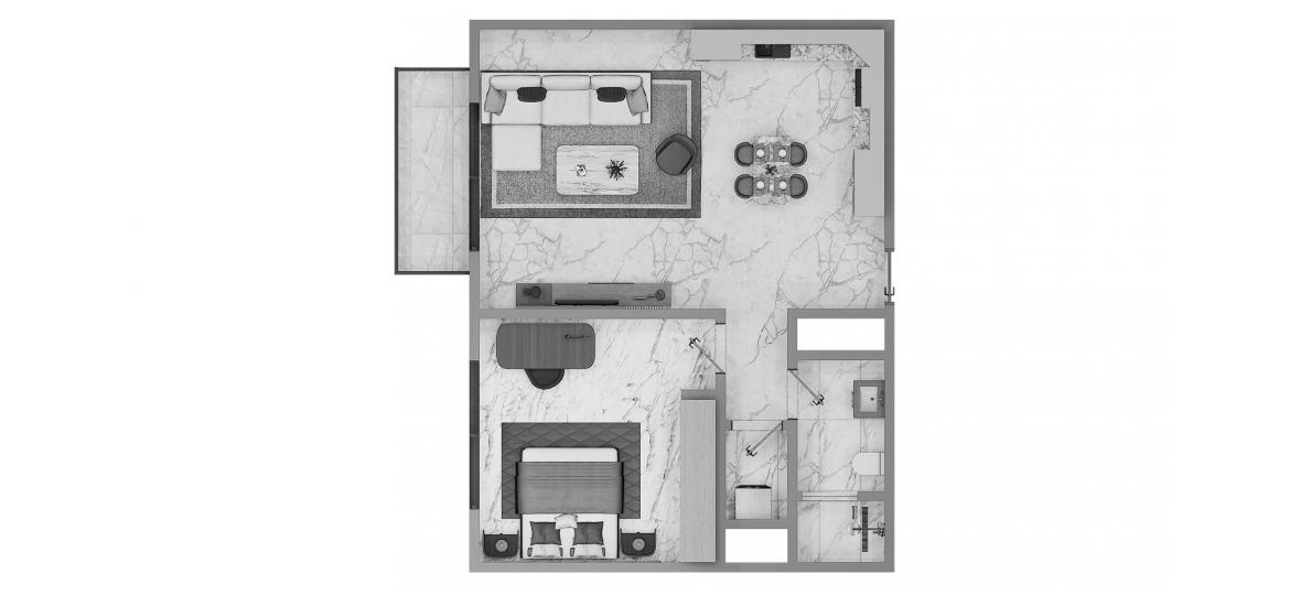 Планировка апартаментов «1BR Type 1A 61SQM» 1 спальня в ЖК GOLF VIEWS