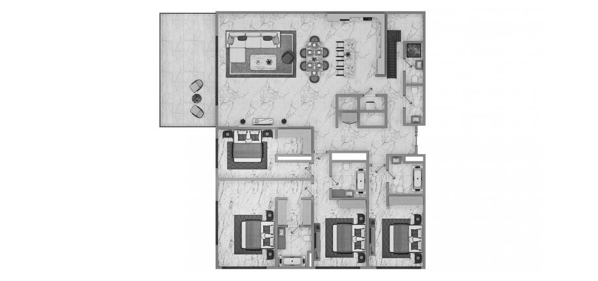 Планировка апартаментов «4 BR Type 4A 242SQM» 4 спальни в ЖК GOLF VIEWS