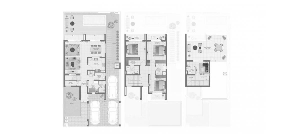 Планировка апартаментов «ALANA THREE-BEDROOM-352M» 3 спальни в ЖК ALANA