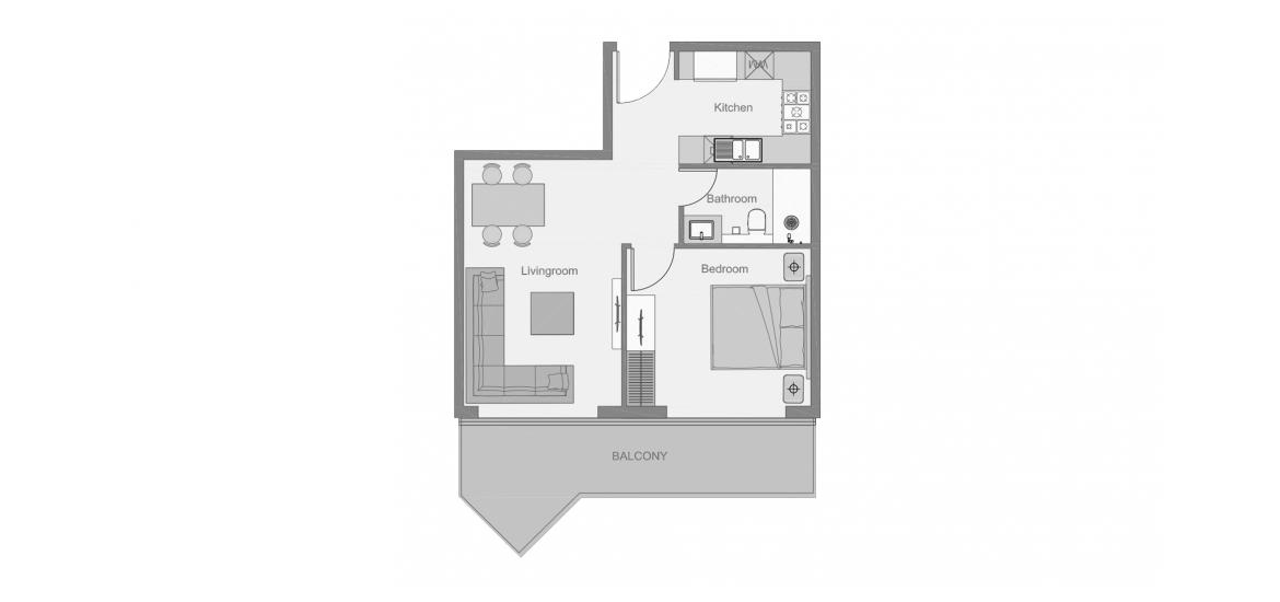 Планировка апартаментов «THE CENTRAL DOWNTOWN ONE-BEDROOM-TYPE-6-63M» 2 комнаты в ЖК THE CENTRAL DOWNTOWN