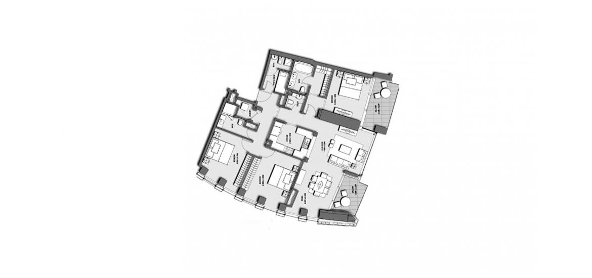 Планування апартаментів «BURJ VISTA 3BR 169SQM», 3 спальні у BURJ VISTA