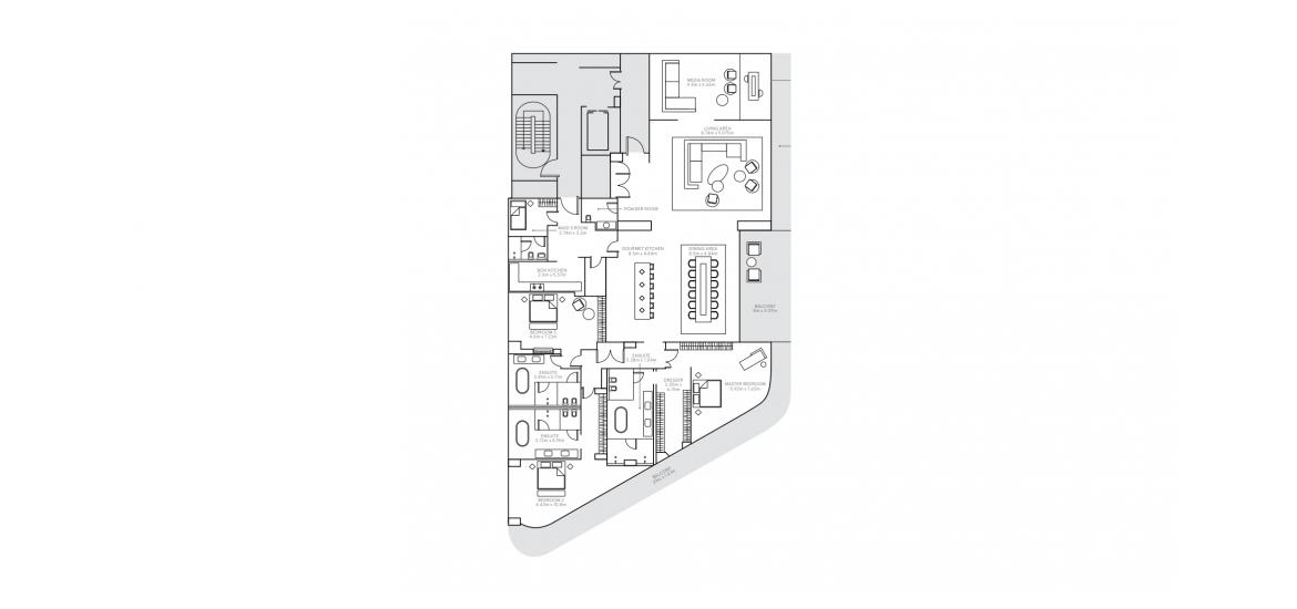 Планування апартаментів «A», 3 спальні у W RESIDENCES