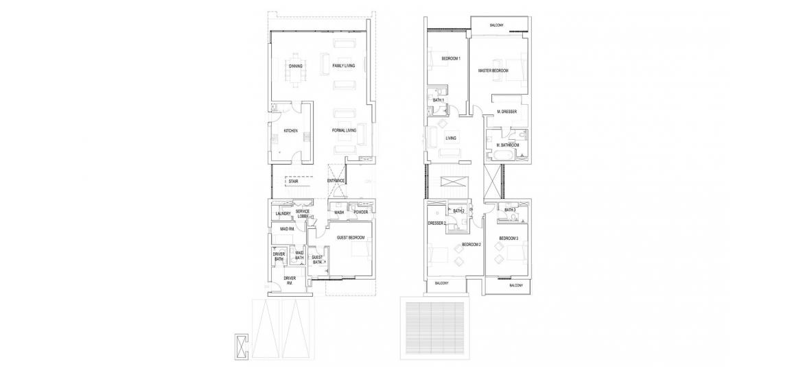 Планування апартаментів «B», 5 спальні у THE FLORA