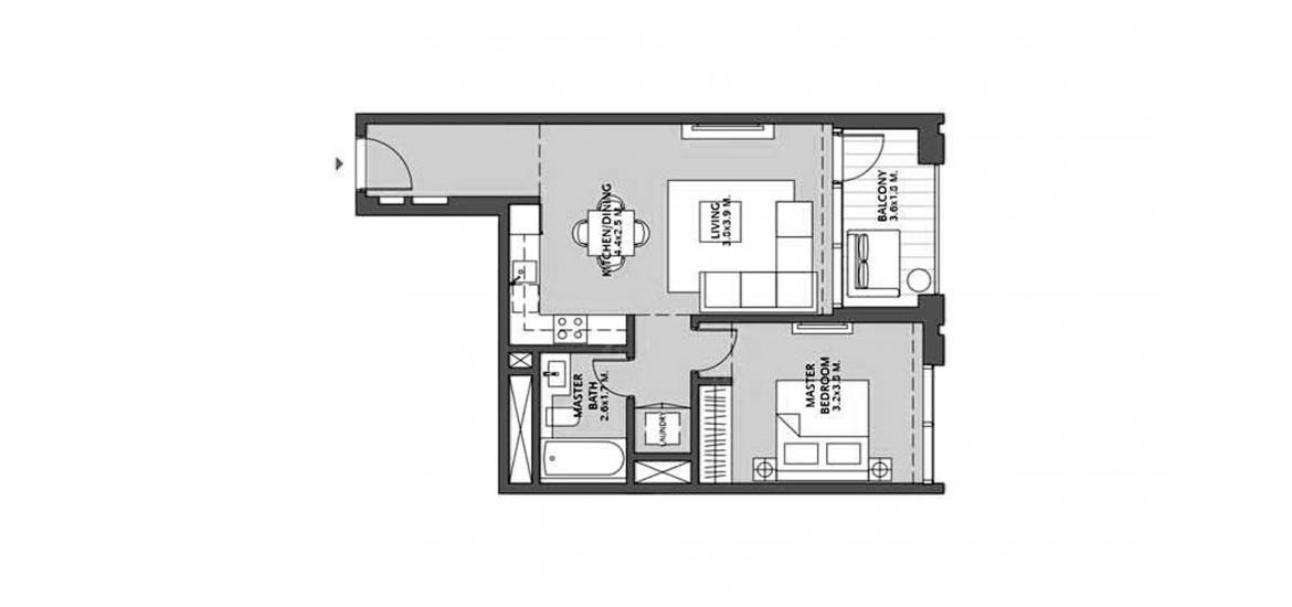 Планування апартаментів «DOWNTOWN VIEWS 2 1BR 67SQM», 1 спальня у DOWNTOWN VIEWS 2