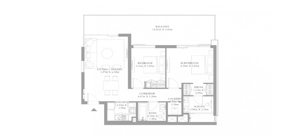 Планування апартаментів «D», 2 спальні у SEAGATE