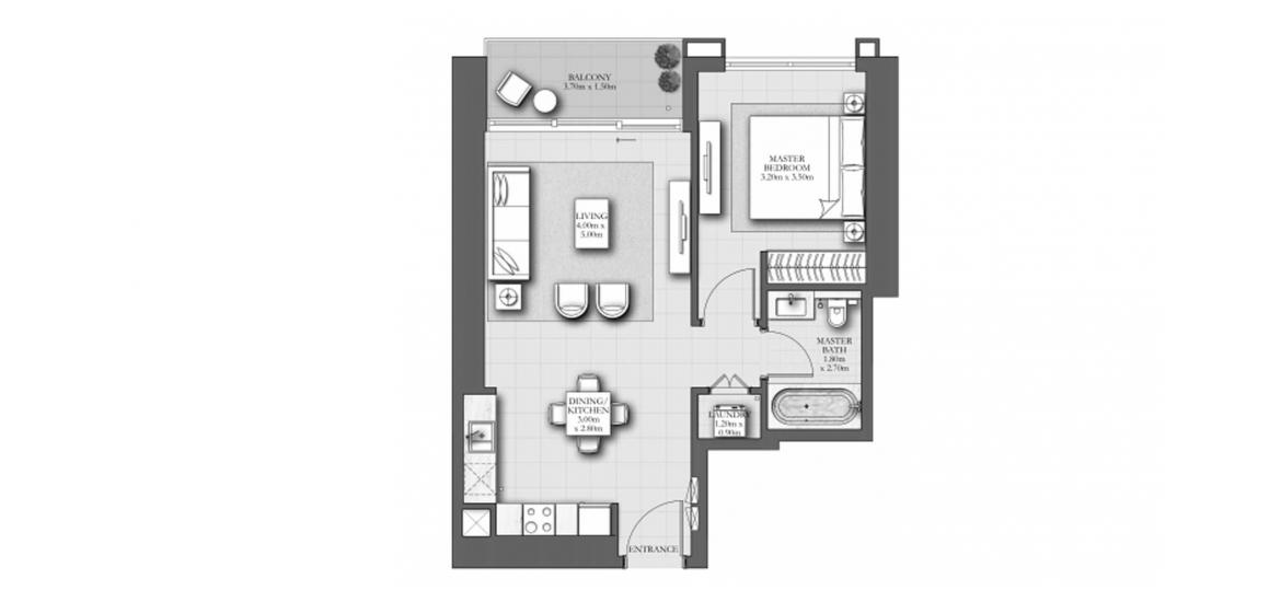 Планування апартаментів «70SQM D», 1 спальня у MARINA SHORES