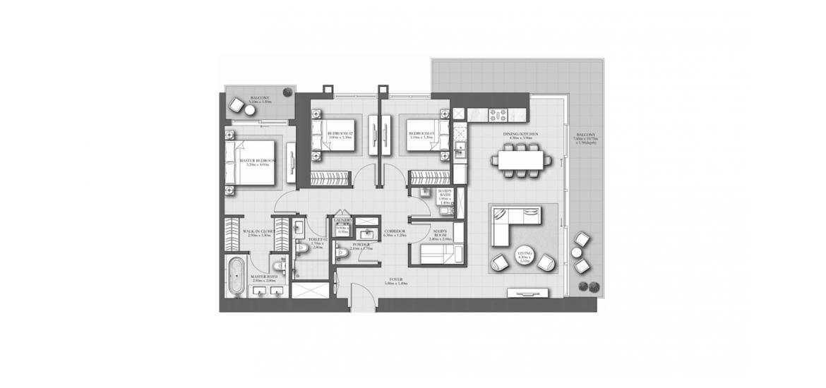 Планування апартаментів «171SQM A», 3 спальні у MARINA SHORES