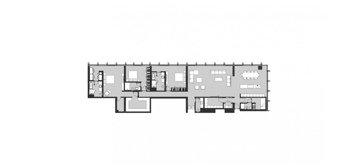 Планування апартаментів «THREE BEDROOM TYPE D», 3 спальні у RESIDENCE 110